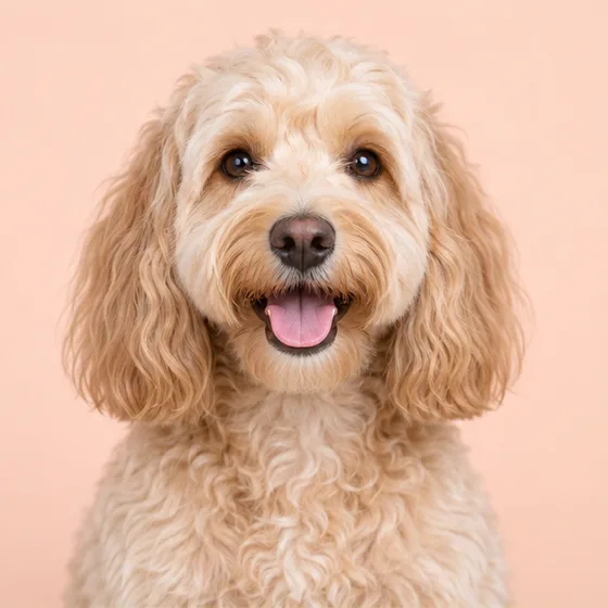 A freshly groomed cream cockapoo