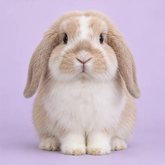 A soft beige lop-eared rabbit